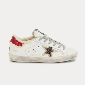Golden Goose Superstar Shearling-Lined Leopard Star Low Top Sneakers